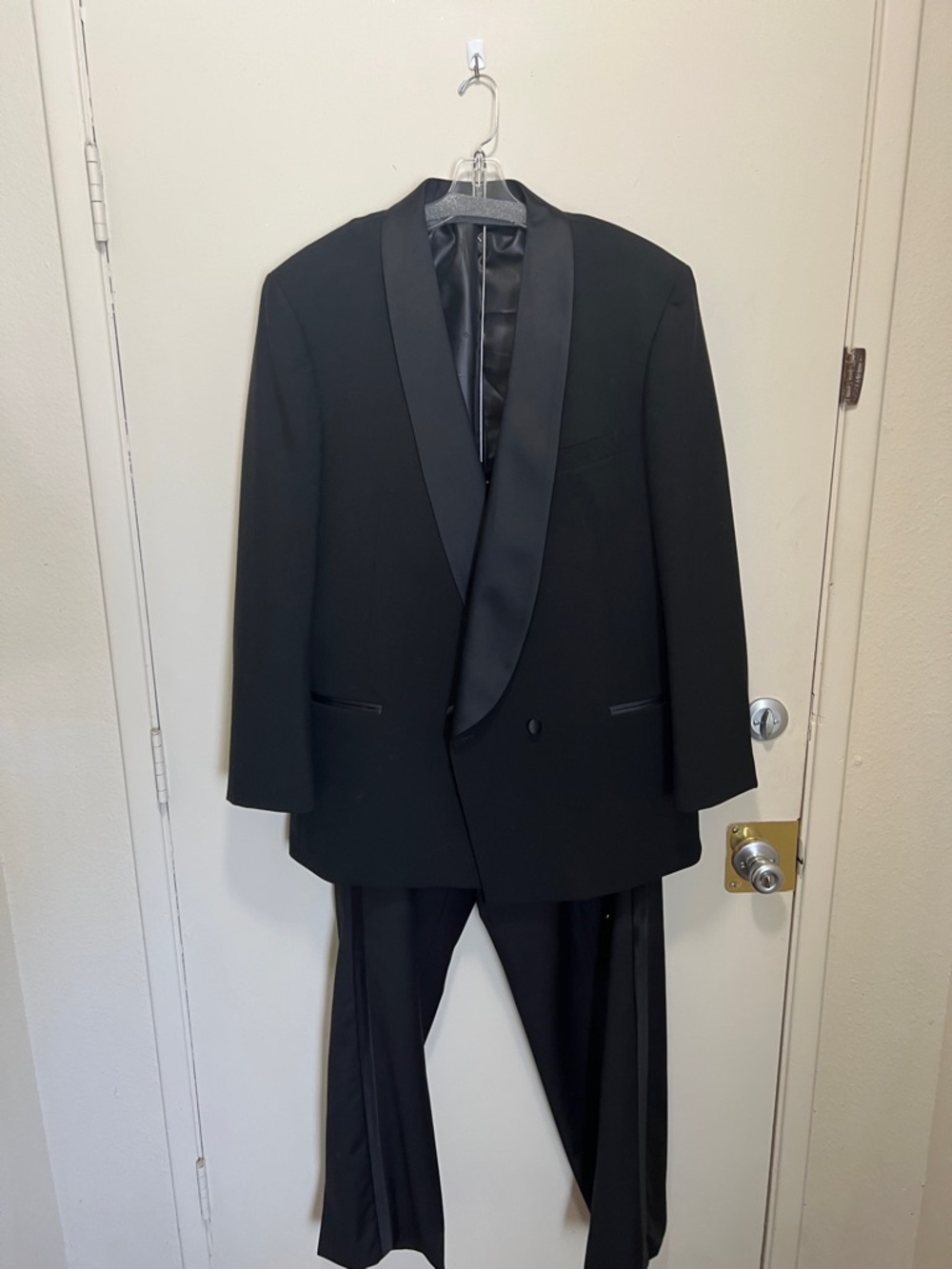 Source Unknown Black Satin Shawl Lapel Tuxedo Set